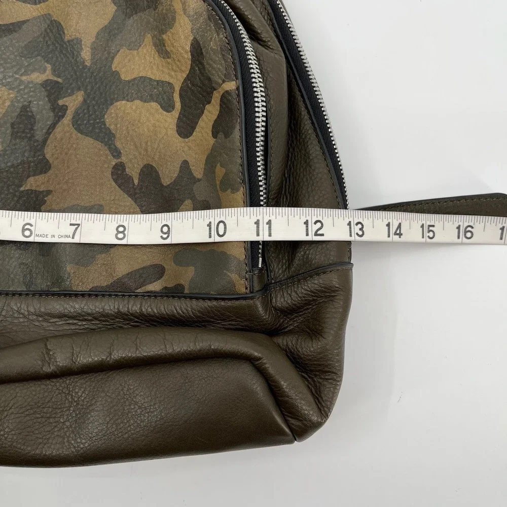 Margot Backpack Purse Leather Camo Olive Green Double Zip Casual Travel Bag